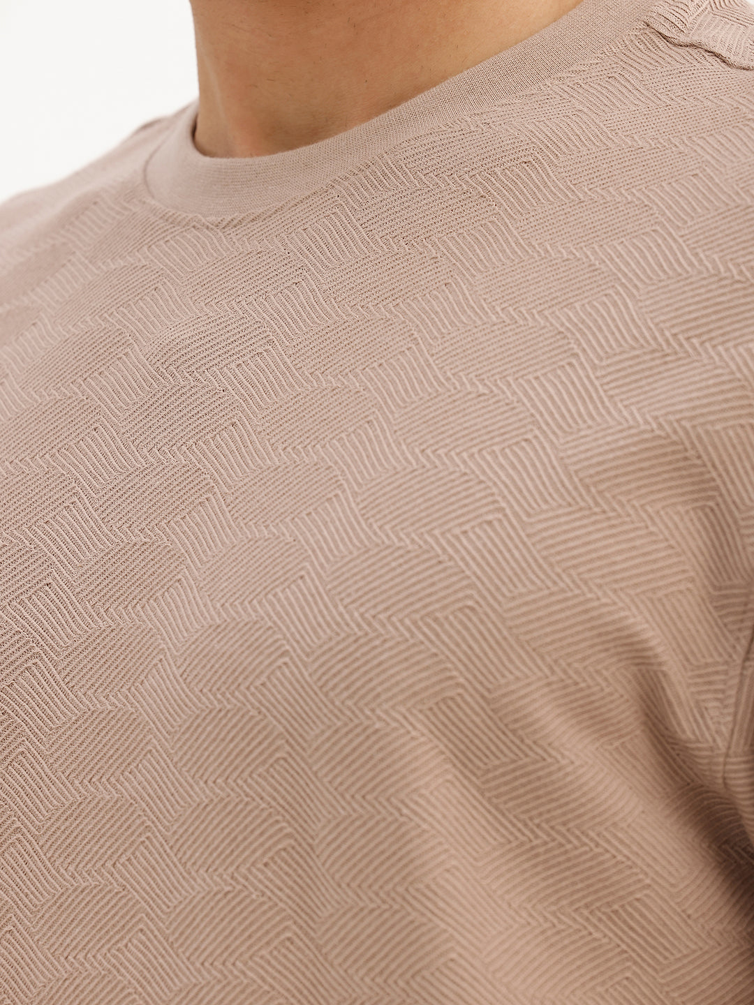 Solid Oversized Textured T-Shirt | Brown