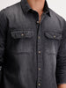 Slim Fit Faded Denim Shirt  | Black