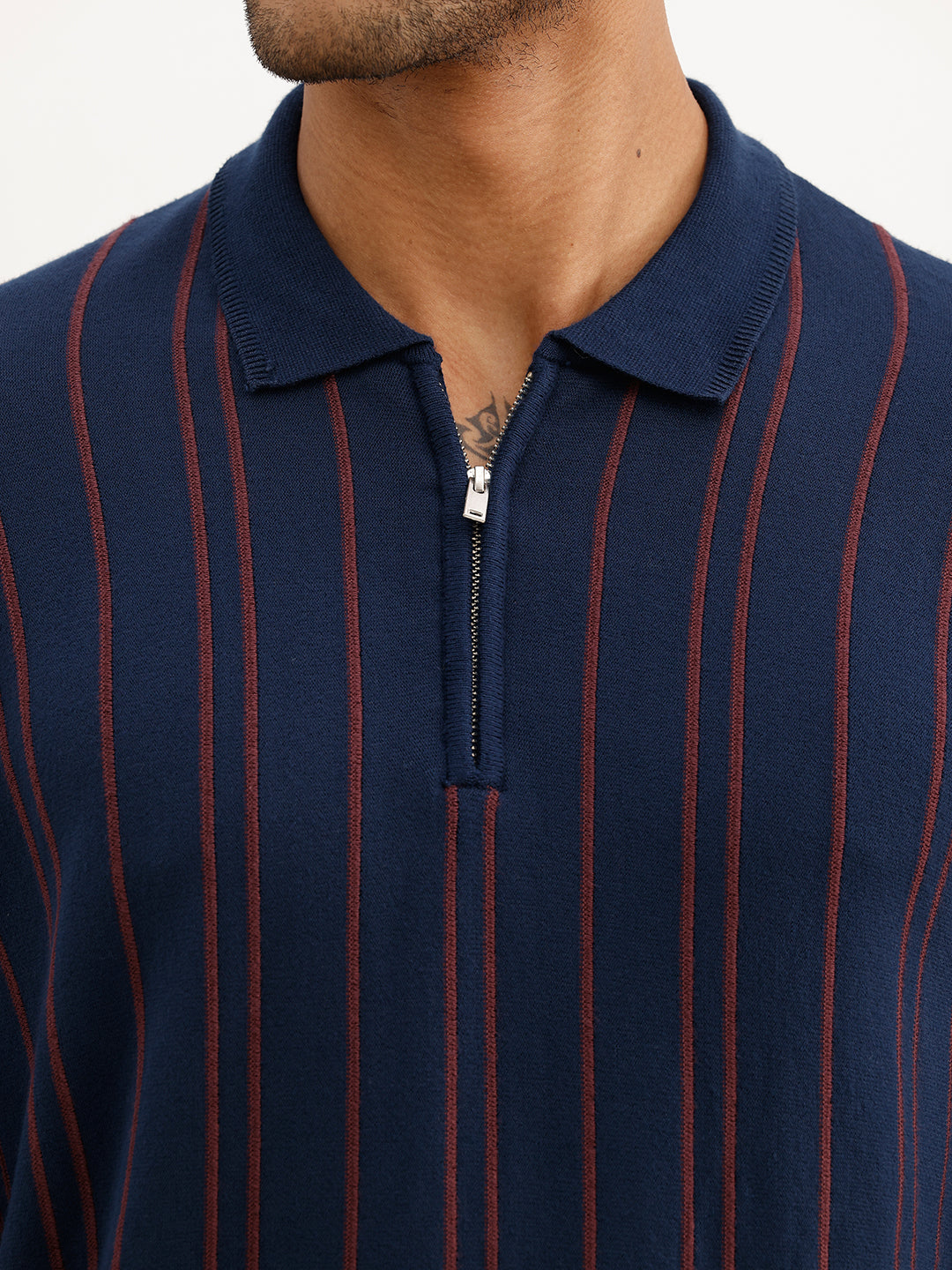 Slim Fit Flatknit Full Sleeve Polo T-Shirt | Navy Blue | WPT02FSSL1256S