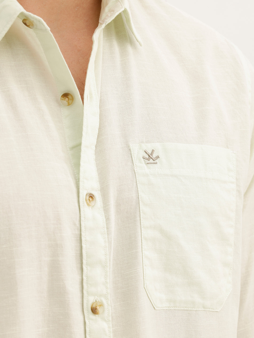 Solid Regular Fit Full Sleeve Shirt | Light Green