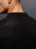 Textured Knit slim fit Polo T-shirt | Black