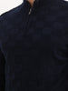 Solid Regular Fit Quater Zipper Textured Sweater | Blue