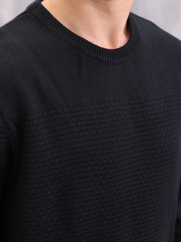 Solid Textured Pull Over | Black