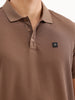 Slim Fit Solid Textured Polo T-Shirt  | Brown