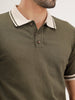 Slim Fit Flat Knit Polo T-Shirt | Olive