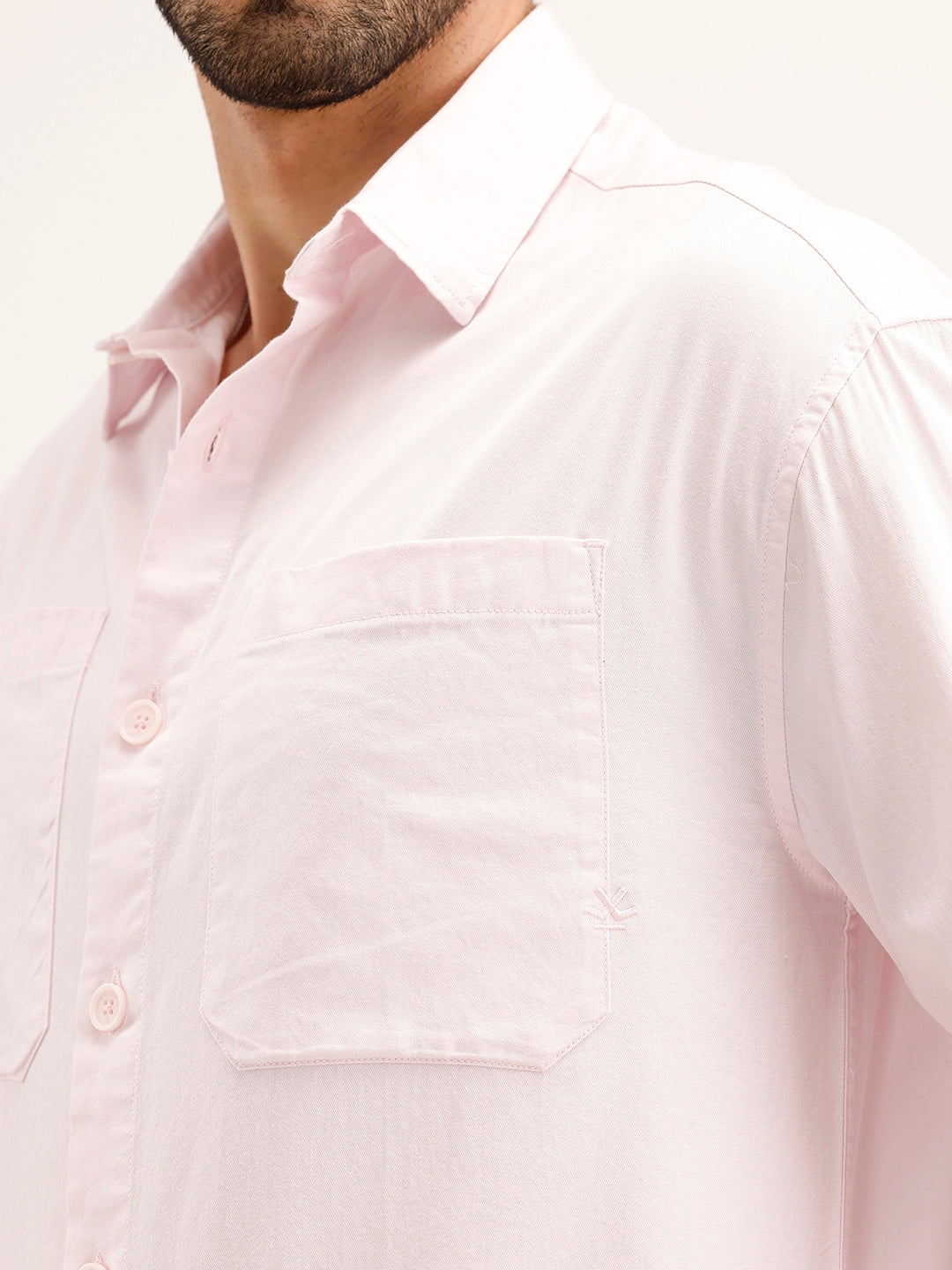 Solid Double Pocket Shirt | Pink