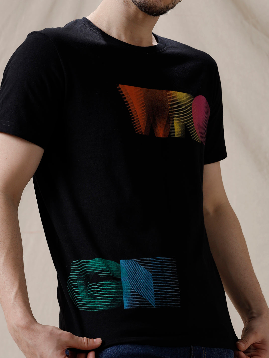 Wrogn Split Printed T-Shirt