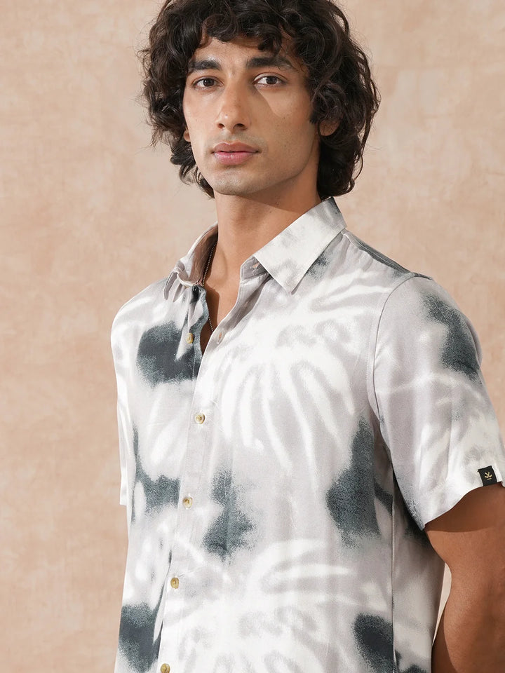 Fluid Viscose AOP Shirt | Grey