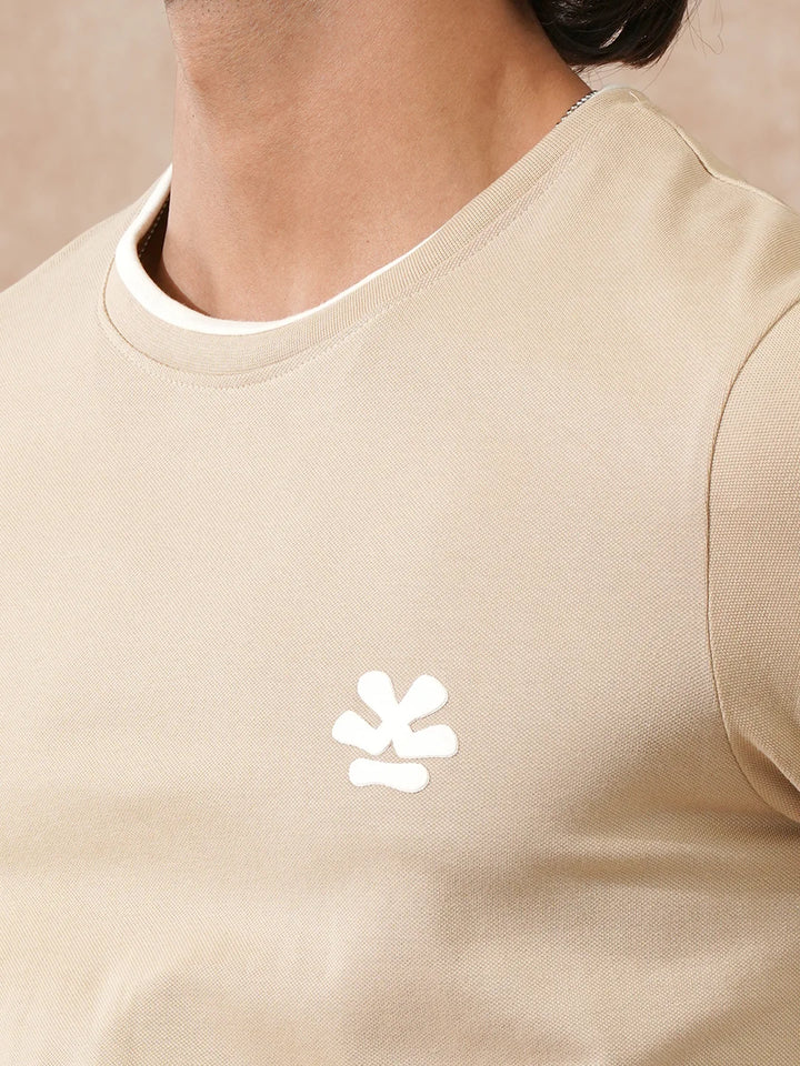 Textured Slim Fit T-Shirt | Khaki
