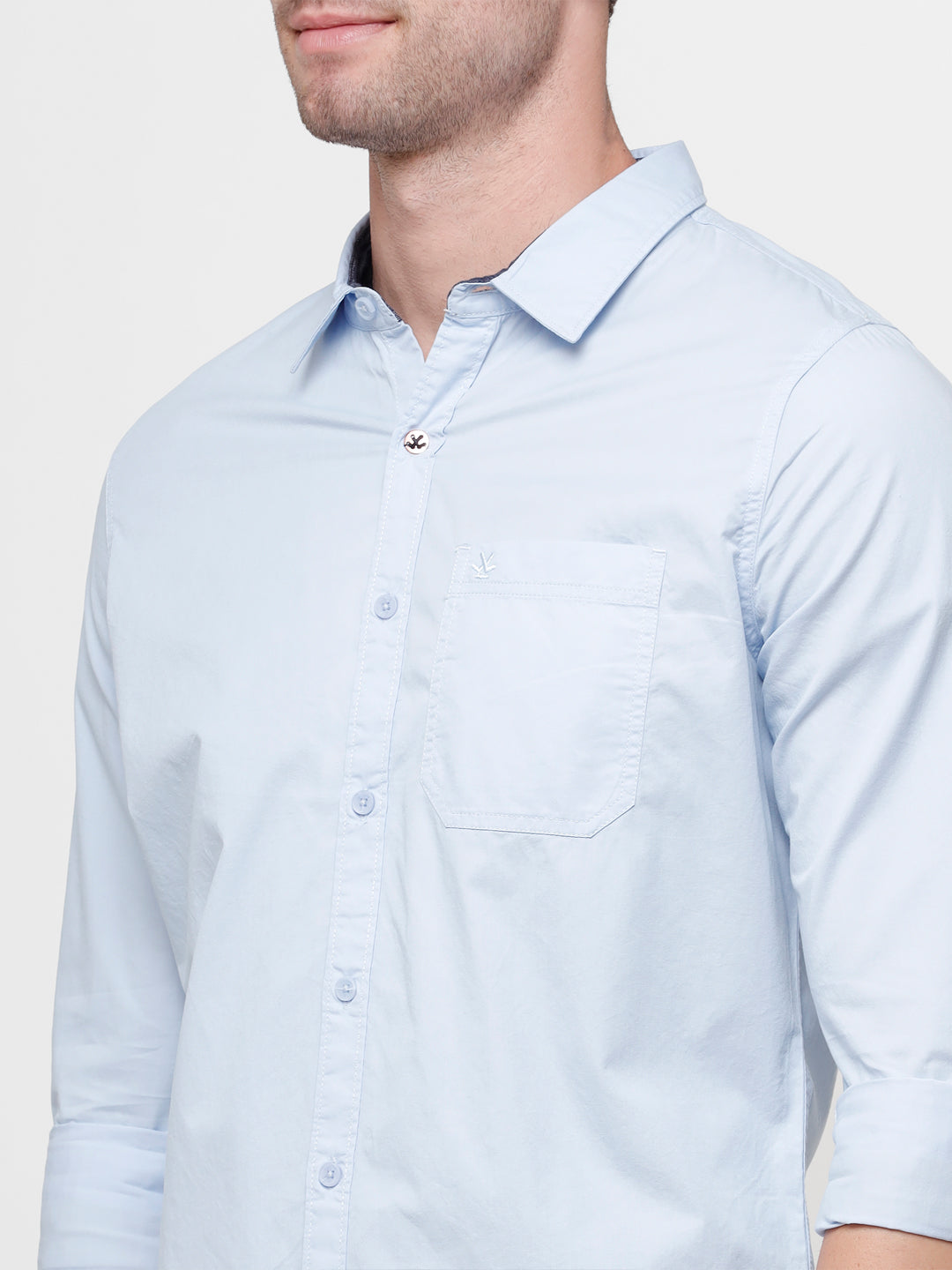 Sharp Solid Blue Cotton Shirt