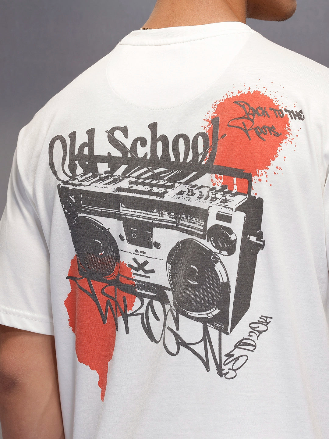 Casual Back Printed Oversized T-Shirt  | White