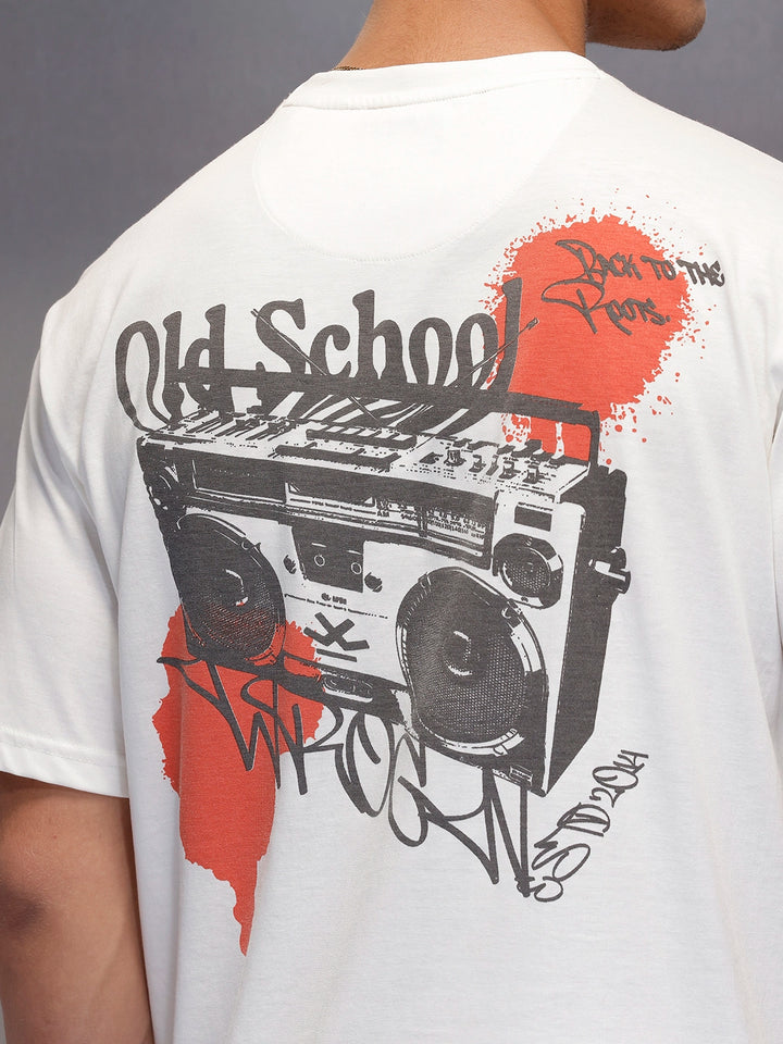 Casual Back Printed Oversized T-Shirt  | White