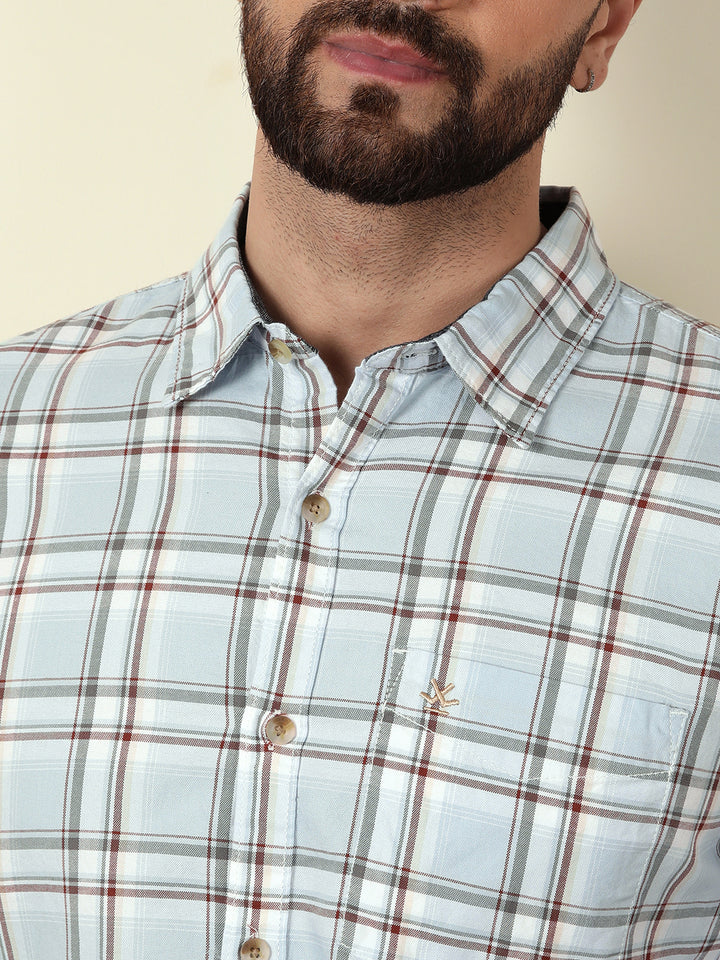 Classic Checked Cotton Shirt | Blue