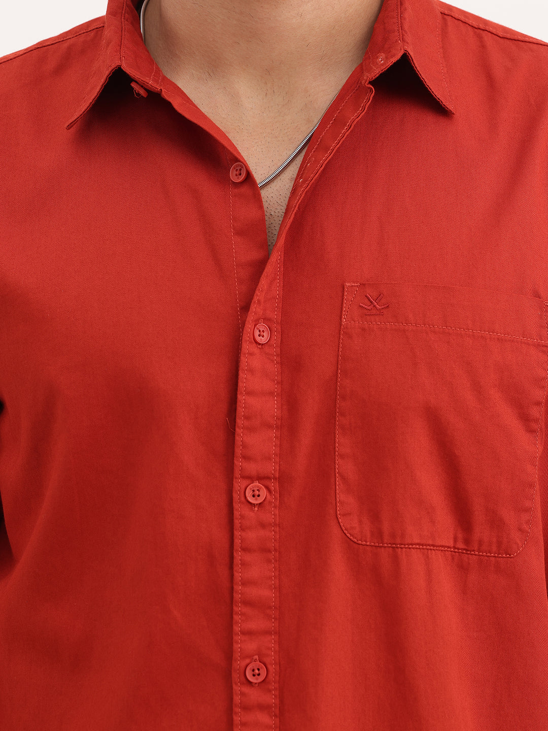 Solid Slim Fit Full Sleeve Shirt | Red