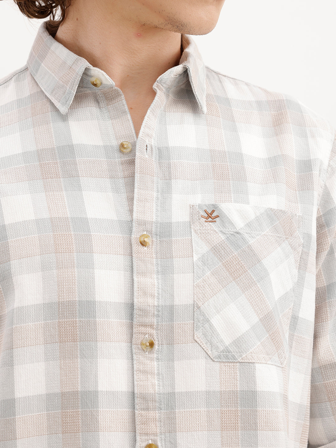 Regular Fit Checkered Shirt | Grey