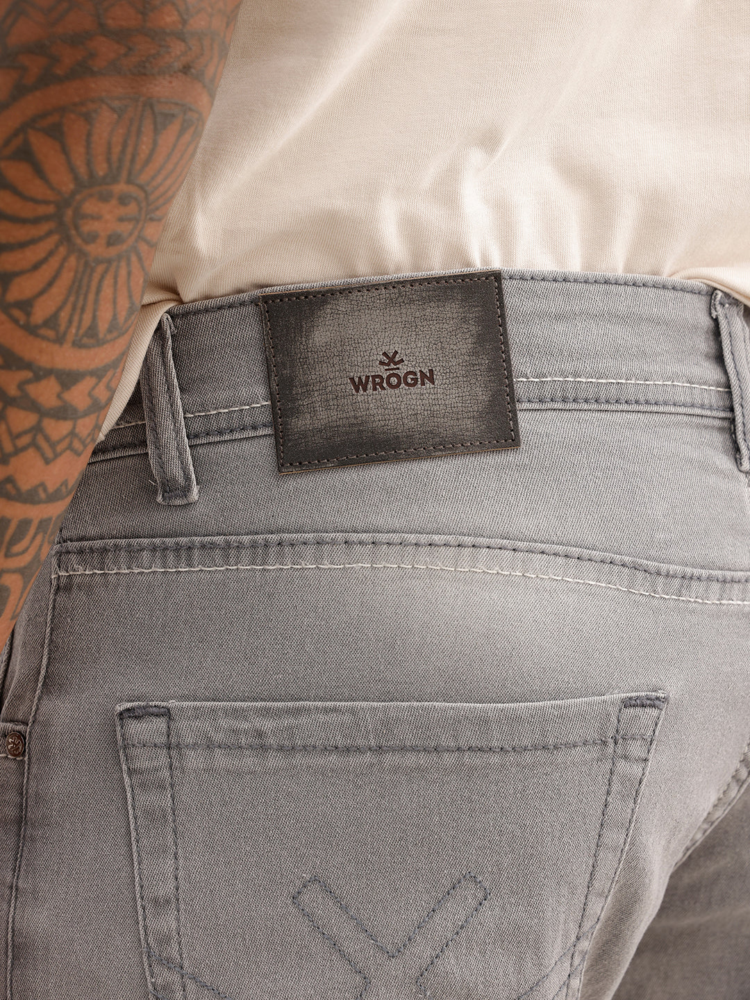 Straight Fit Faded Denim Jeans | Grey