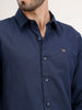 Solid Slim Fit Linen Blend Shirt | Navy