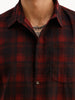 Slim Fit Checkered Full Sleeve Shirt | Maroon