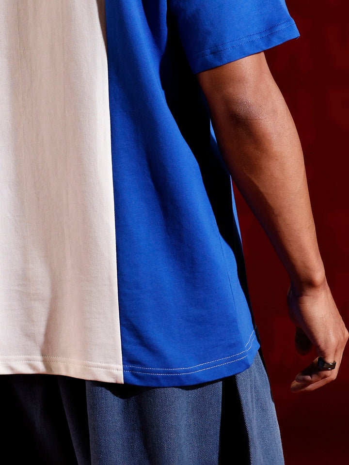 Japanese chest print color-block T-shirt | Off white