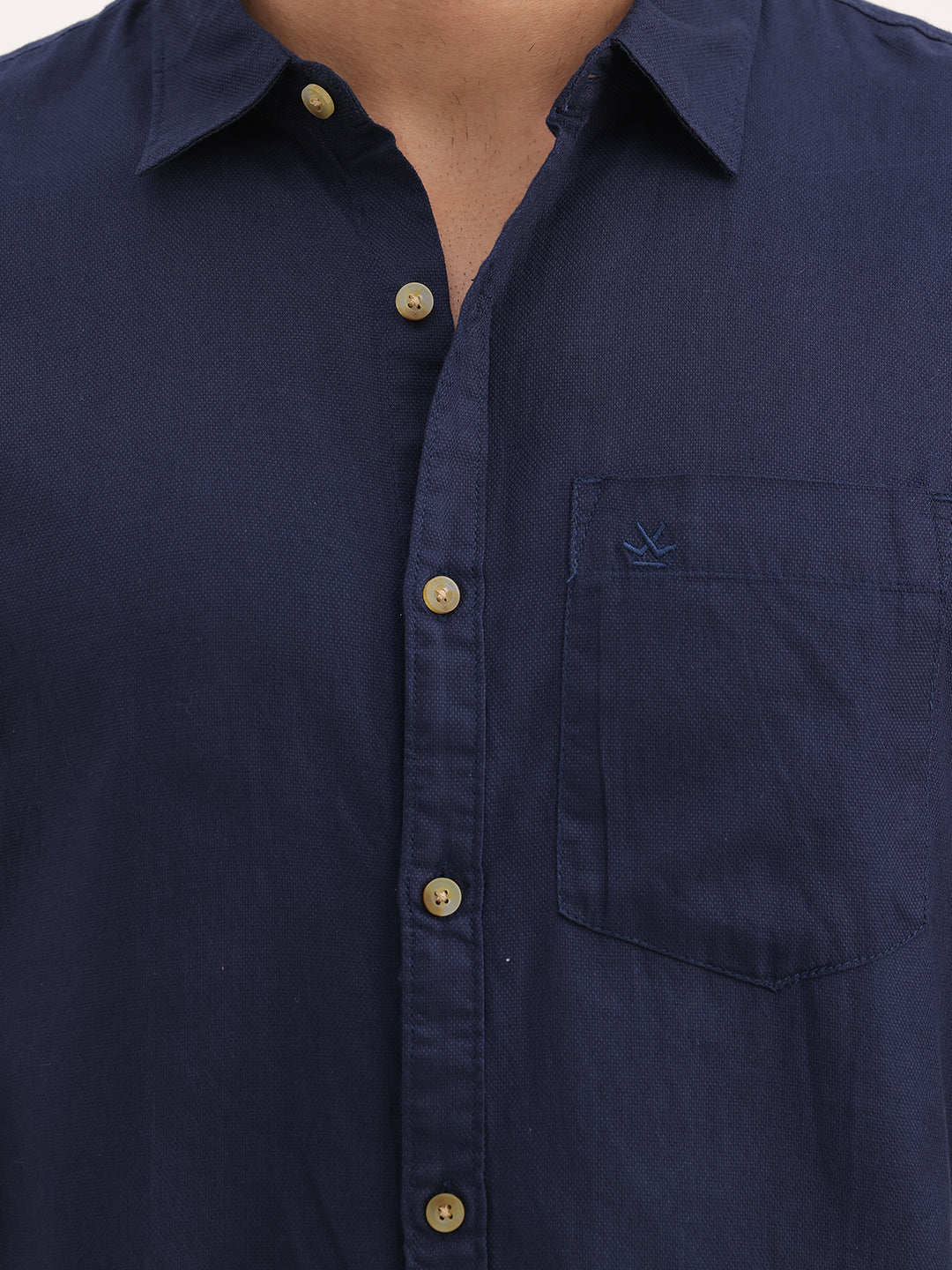 Solid Slim Fit Full Sleeve Shirt | Navy Blue