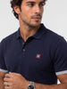 Slim Fit Contrast Sleeve Polo T-Shirt | Navy Blue