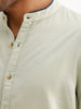 Solid Regular Fit Mandarin Collar Shirt | Light Green
