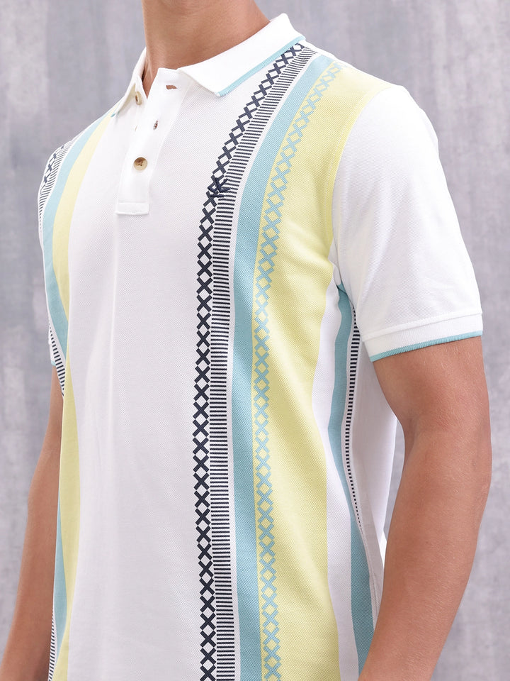 Embroidered Look Polo T-Shirt | White