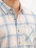 Regular Fit Full Sleeve Checkered Shirt | Light Blue