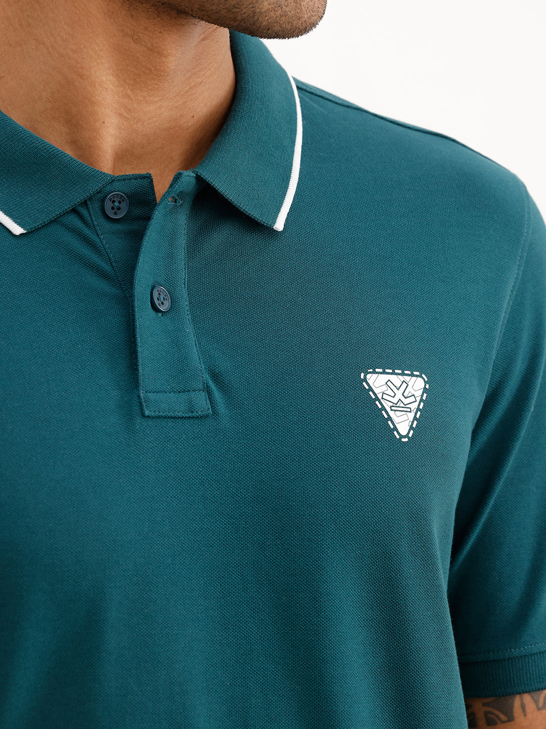 Slim Fit Tipping Collar Polo T-Shirt | Teal