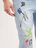 Loose Fit Placement Printed Denim Jeans | Light Blue