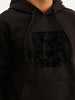 Solid Flock Printed Hoodie | Black