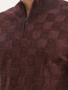 Solid Regular Fit Quater Zipper Textured Sweater | Brown