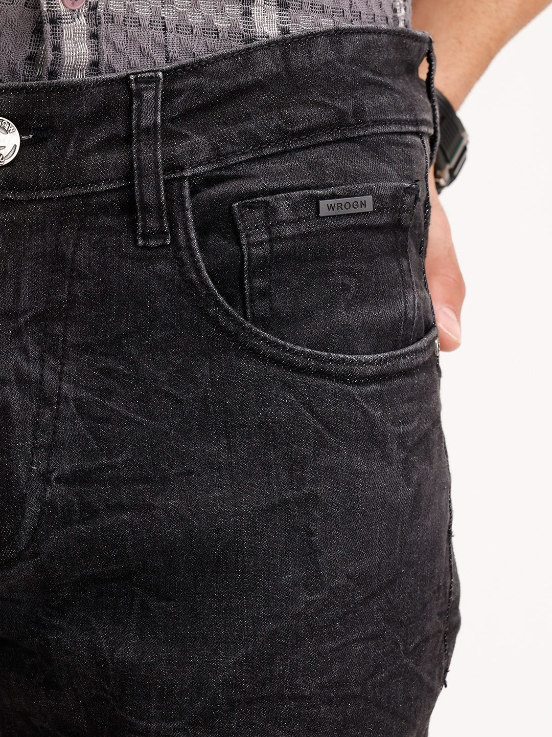 Slim Fit Washed Denim Jeans | Black