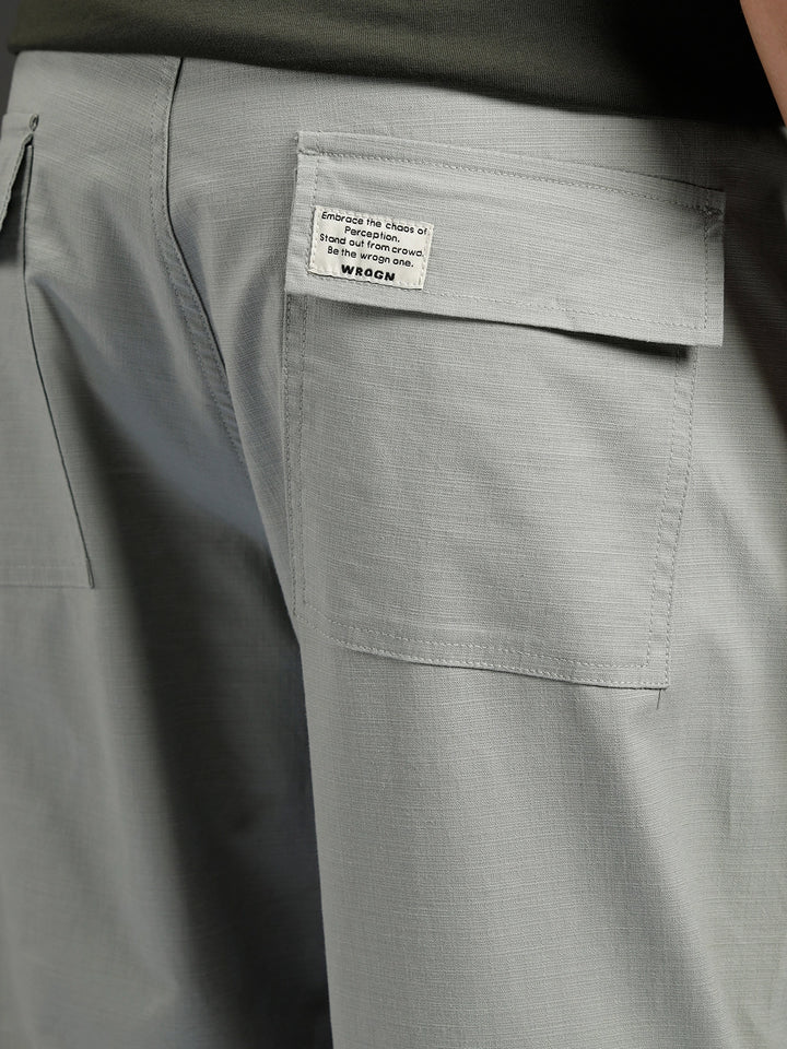 Men's casual cut&sew loose fit trousers | Grey