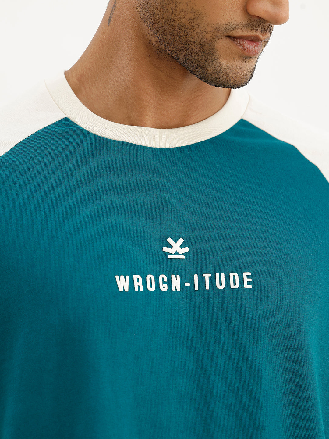 Classic Colourblock Raglan Collar T-Shirt | Green