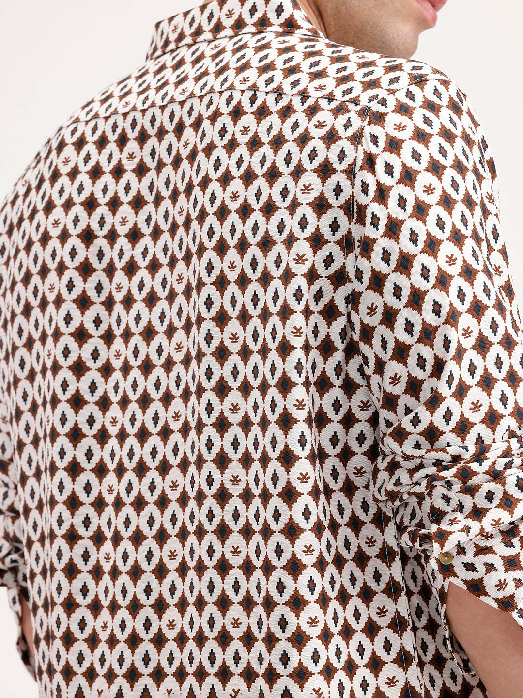 Slim Fit AOP Full Sleeve Shirt | Brown