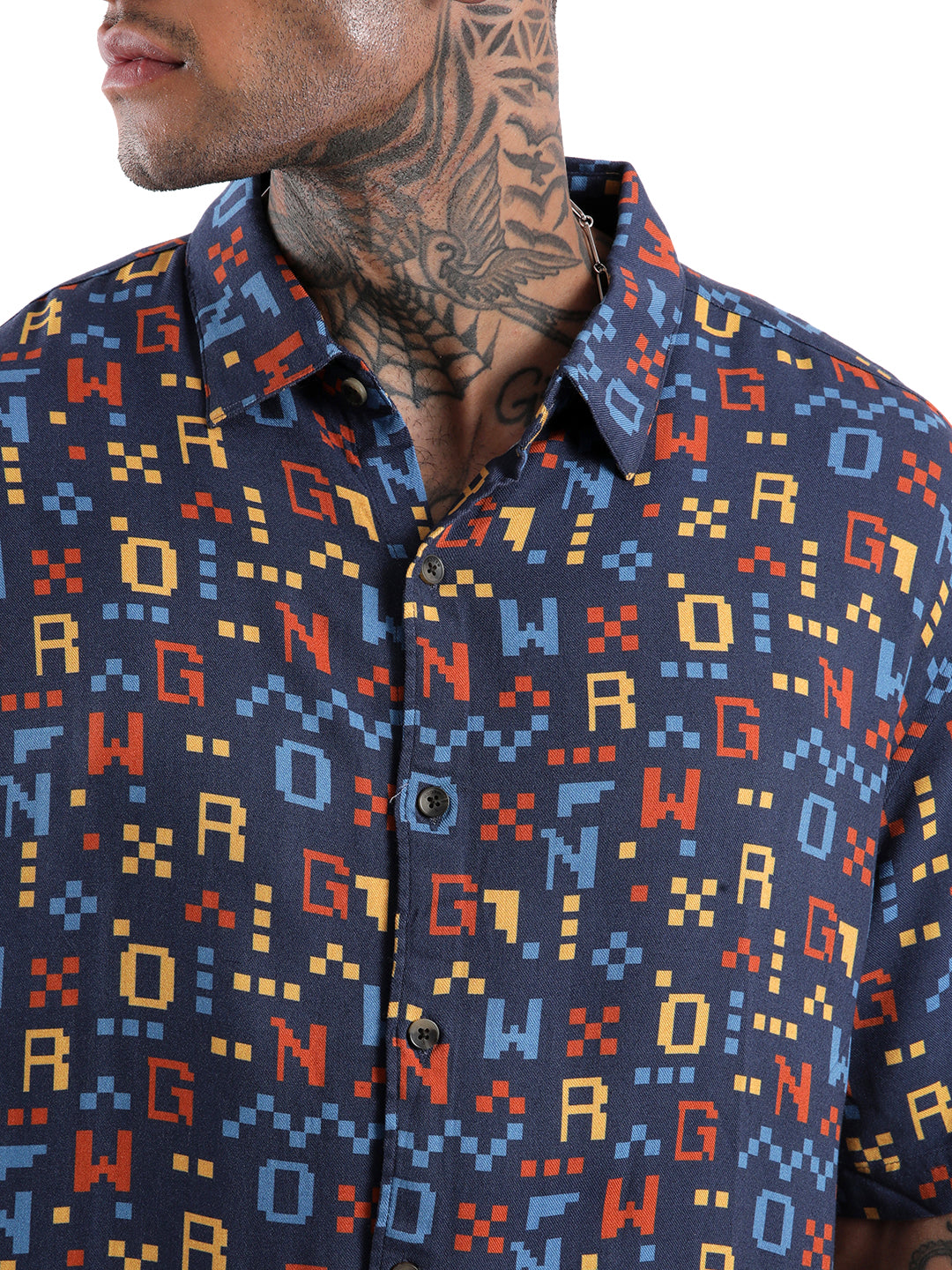 Wrogn Script Navy AOP Shirt