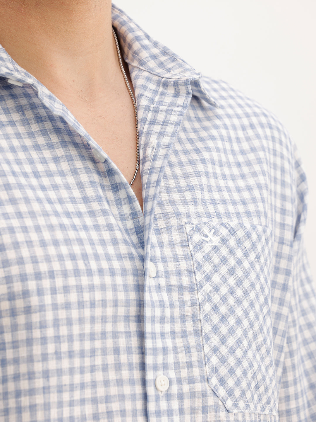 Regular Fit Full Sleeve Checkered Shirt | Light Blue | WWSH0724MAZ