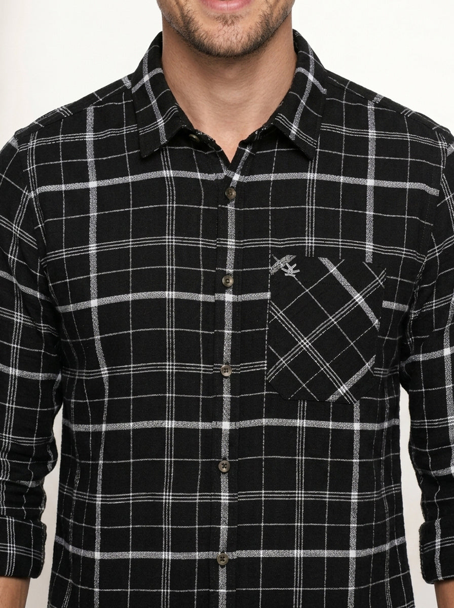 Midnight Grid Check Shirt| Black