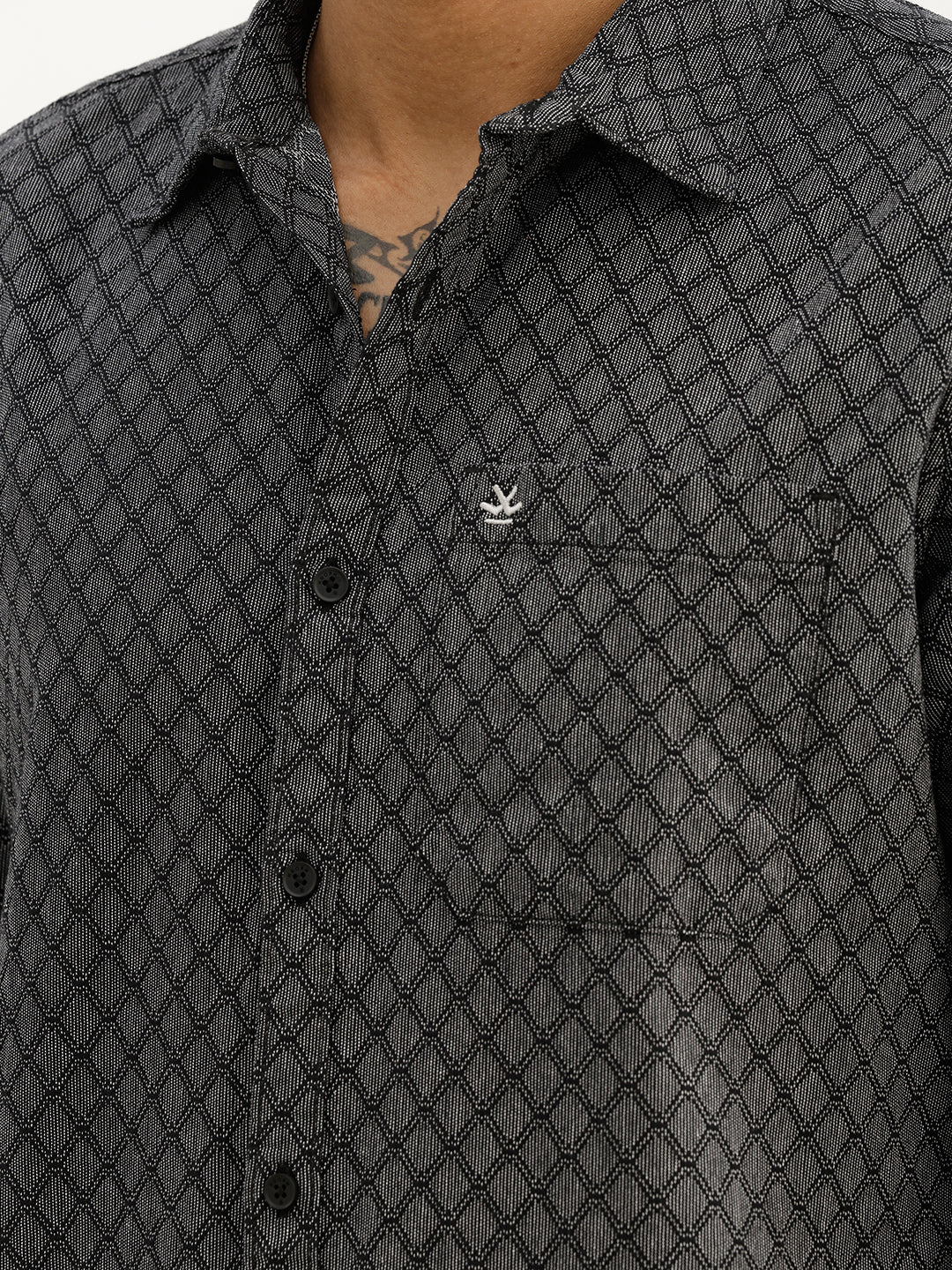 Classic Slim Fit AOP Shirt | Black