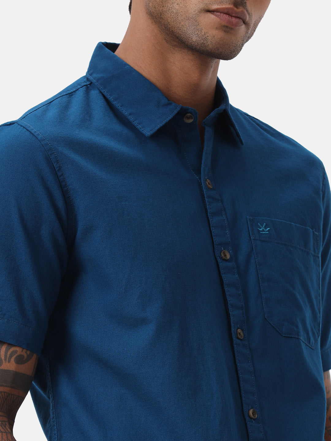 Teal Blue Half Sleeve Shirt