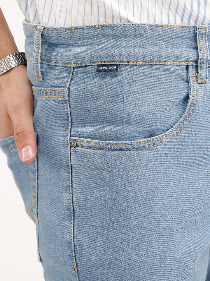 Solid Skinny Crop Denim Jeans | Light Blue