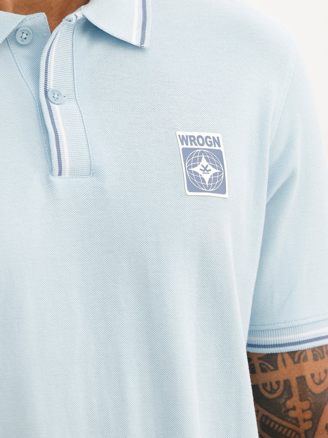 Slim Fit Tipping Collar Polo T-Shirt | Light Blue