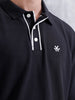 Oversized Polo T-Shirt With Contrast Trim Details | Black