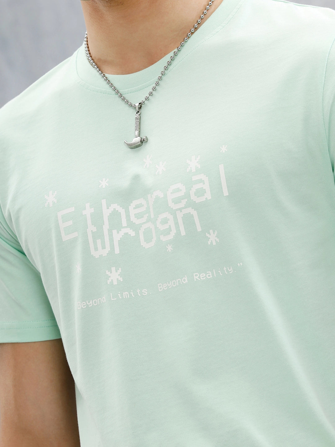 Logo Placement Printed T-Shirt | Light Green