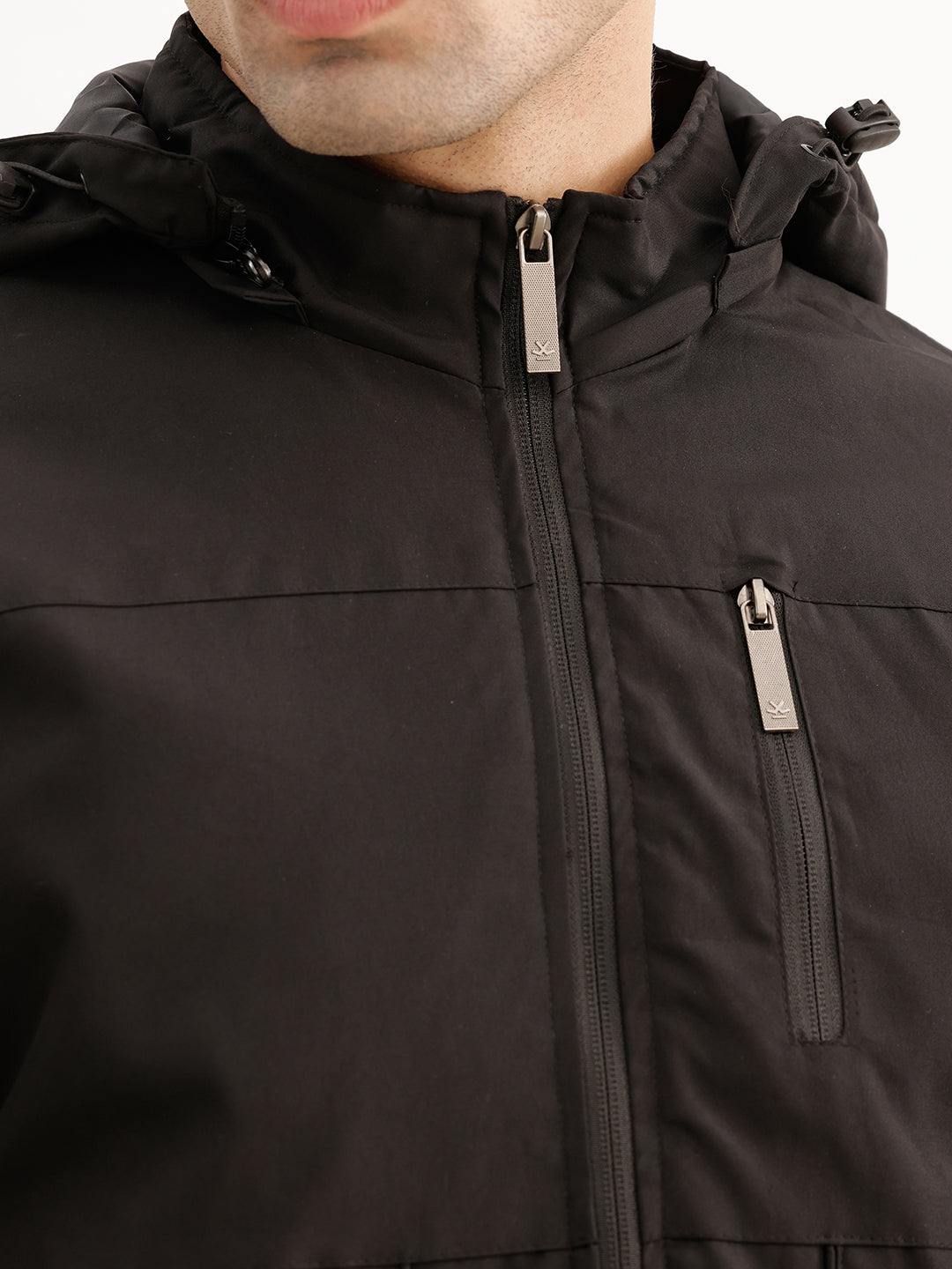 Solid Comfort Fit Hooded Jacket | Black | WJK02FSCM1001W
