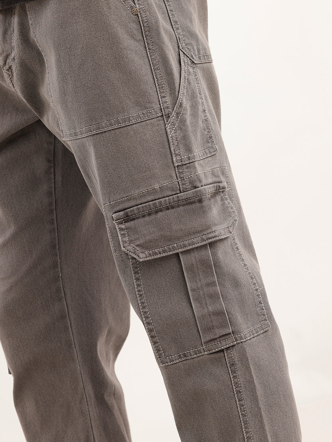 Regular Fit Denim Cargo | Grey
