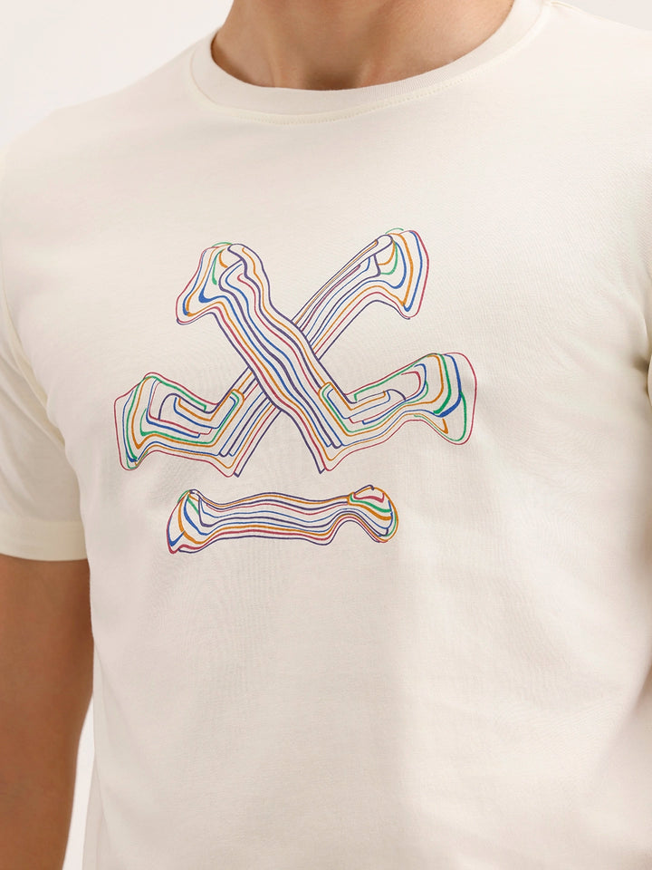 Slim Fit Placement Printed T-Shirt | Off White