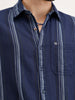 Men's Casual Striped Regular Fit Shirt  | Navy Blue