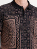 Slim Fit Pannel Printed Polo T-Shirt  | Black